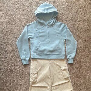 Cropped Fleece-Lined Zip Hoodie – S | Blue / Pink / White